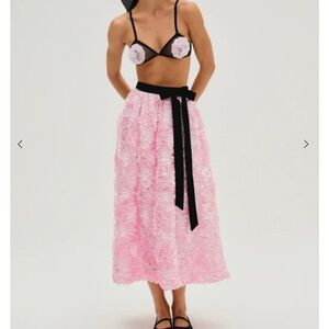 For Love And Lemons Pink Textured Midi Skirt
